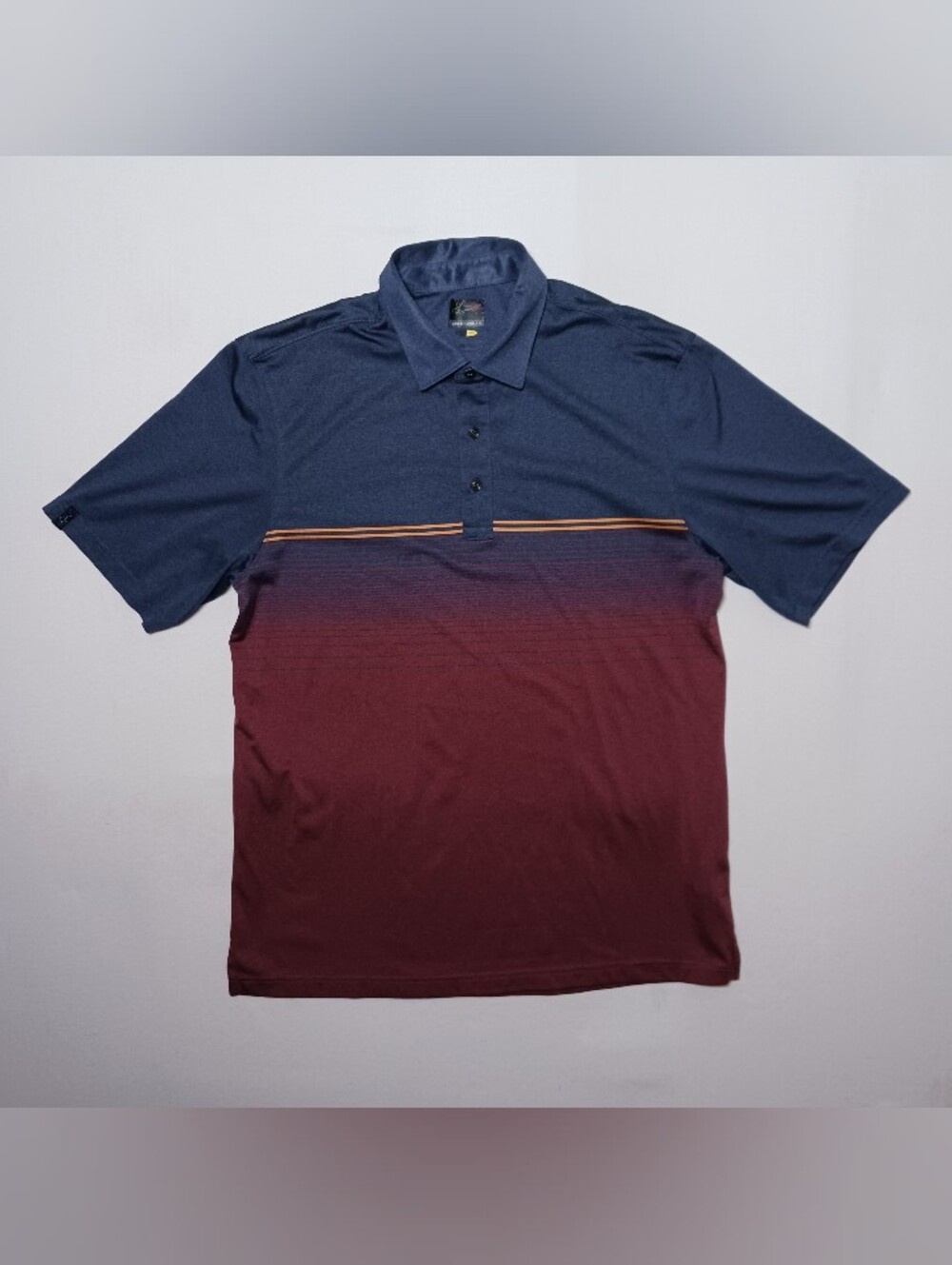 Greg Norman PlayDry Golf Ombre Polo Large Navy Red Gradient